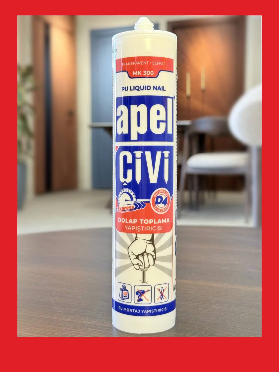 Dolap montajı için yüksek mukavemetli PU yapıştırıcı; D4 su geçirmezlik derecesi.